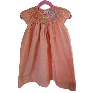 Pollilops boutique smocked dress size 4 orange gingham